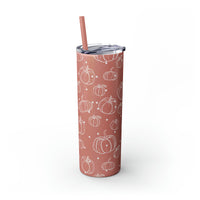 Polka Dot Pumpkin Thanksgiving Fall Vibes Skinny Tumbler with Straw, 20oz! Multiple Colors Available!