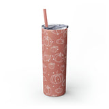 Polka Dot Pumpkin Thanksgiving Fall Vibes Skinny Tumbler with Straw, 20oz! Multiple Colors Available!