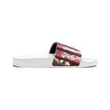 Western Stripes Cow Print Pink Summer Beach Slides, Women's PU Slide Sandals! Free Shipping!!!