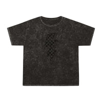 Checkered Lightning Bolt Distressed Unisex Mineral Wash T-Shirt! New Colors! Free Shipping!!!