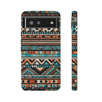 Teal and Orange Aztec Tough Cases! Cellphone Cases! Multiple Sizes Available! Apple iPhone, Samsung Galaxy, and Google Pixel devices!