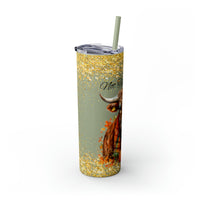 Not Today Heifer Highlander Cow Fall Vibes Skinny Tumbler with Straw, 20oz! Multiple Colors!