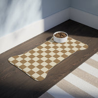 Chocolate and Cream Plaid Pet Feeding Mats! Dog and Cat Shapes! Foxy Pets! Free Shipping!!!