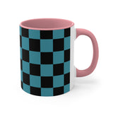 Retro Teal Plaid Accent Coffee Mug, 11oz! Free Shipping! Great For Gifting! Lead and BPA Free!