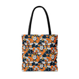 Navy Blue and Orange Florals Fall Vibes Tote Bag!