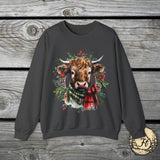 1 Highlander Cow Christmas Edition Unisex Heavy Blend Crewneck Sweatshirt!
