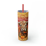 Not Today Heifer Highlander Cow Fall Vibes Skinny Tumbler with Straw, 20oz! Multiple Colors!