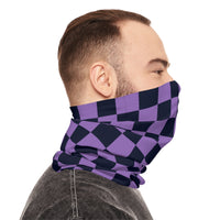 Black and Light Purple Plaid Lightweight Neck Gaiter! 4 Sizes Available! Free Shipping! UPF +50! Great For All Outdoor Sports!
