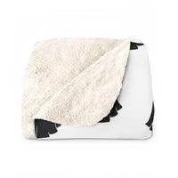 White and Black Happy Little Retro Ghost Sherpa Fleece Blanket! Halloween!