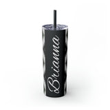 Custom Name Black and White Aztec Printed Skinny Tumbler with Straw, 20oz! Multiple Colors!