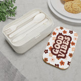 Good Vibes Retro Brown Floral Bento Lunch Box! Free Shipping!!! Great For Gifting! BPA Free!