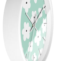 Retro Pastel Green Florals Print Wall Clock! Perfect For Gifting! Free Shipping!!! 3 Colors Available!