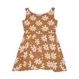 Beige Daisy's Print Women's Fit n Flare Dress! Free Shipping!!! New!!! Sun Dress! Beach Cover Up! Night Gown! So Versatile!