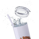 Boot Scootin Spooky Retro Ghost Printed Skinny Tumbler with Straw, 20oz! Multiple Colors! Halloween!