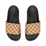 Sand Brown Daisy Flower Print Summer Beach Slides, Women's PU Slide Sandals! Free Shipping!!!