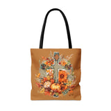 Autumn Steel Blue Floral Fall Vibes Tote Bag!