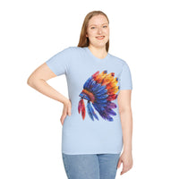 Indian Head Dress Colorful Rainbow Unisex Graphic Tees! Summer Vibes! All New Heather Colors!!! Free Shipping!!!