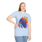 Indian Head Dress Colorful Rainbow Unisex Graphic Tees! Summer Vibes! All New Heather Colors!!! Free Shipping!!!