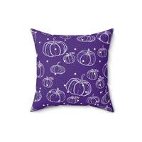 Dark Purple and White Polka Dot Pumpkin Square Pillow! Halloween! Fall Vibes!
