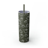 Polka Dot Pumpkin Thanksgiving Fall Vibes Skinny Tumbler with Straw, 20oz! Multiple Colors Available!