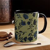 Boho Green Florals Accent Coffee Mug, 11oz! Free Shipping! Great For Gifting! Lead and BPA Free!