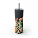 Custom Name Personalized Botanical Garden Tumblers Skinny Tumbler with Straw, 20oz! Multiple Colors Available!