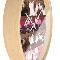 Western Pink Cow Print Wall Clock! Perfect For Gifting! Free Shipping!!! 3 Colors Available!