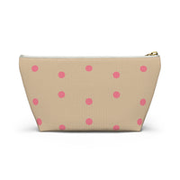 Cream Pink Polka Dot Accessory Pouch, Check Out My Matching Weekender Bag! Free Shipping!!!