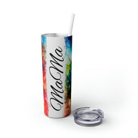 Mama Rainbow Alcohol Ink Printed Skinny Tumbler with Straw, 20oz! Mothers Day!