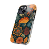 Fall Florals Navy Blue and Orange Tough Phone Cases! Fall Vibes!