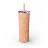 Polka Dot Pumpkin Thanksgiving Fall Vibes Skinny Tumbler with Straw, 20oz! Multiple Colors Available!