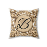 Custom Personalized Western/Boho Monogram Cream Print Square Pillow!