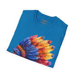 Indian Head Dress Colorful Rainbow Unisex Graphic Tees! Summer Vibes! All New Heather Colors!!! Free Shipping!!!