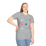 Pink and Blue Star Fish Medley Unisex Graphic Tees! Summer Vibes! All New Heather Colors!!! Free Shipping!!!