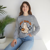 Just Fang On Retro Ghost Unisex Heavy Blend Crewneck Sweatshirt! Halloween! Fall Vibes!