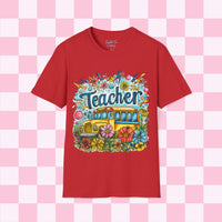 The Teacher Floral School Bus Unisex Graphic Tees! All New Heather Colors!!! Free Shipping!!! Back To School!