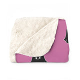 Pink and Black Happy Little Retro Ghost Sherpa Fleece Blanket! Halloween!