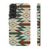 Teal and Brown Aztec Tough Cases! Cellphone Cases! Multiple Sizes Available! Apple iPhone, Samsung Galaxy, and Google Pixel devices!