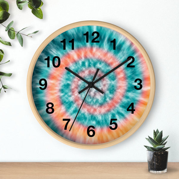 Boho Teal Tie Dye Print Wall Clock! Perfect For Gifting! Free Shipping!!! 3 Colors Available!