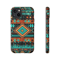 Turquoise Aztec Tough Cases! Cellphone Cases! Multiple Sizes Available! Apple iPhone, Samsung Galaxy, and Google Pixel devices!