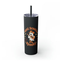 Boot Scootin Spooky Retro Ghost Printed Skinny Tumbler with Straw, 20oz! Multiple Colors! Halloween!