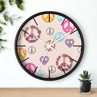 Retro Pastel Peace Signs Print Wall Clock! Perfect For Gifting! Free Shipping!!! 3 Colors Available!