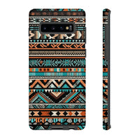 Teal and Orange Aztec Tough Cases! Cellphone Cases! Multiple Sizes Available! Apple iPhone, Samsung Galaxy, and Google Pixel devices!