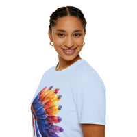 Indian Head Dress Colorful Rainbow Unisex Graphic Tees! Summer Vibes! All New Heather Colors!!! Free Shipping!!!