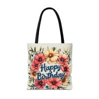 Happy Birthday Floral Tote Bag! Re-use/Re-cycle!