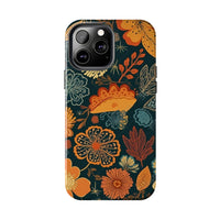 Fall Florals Navy Blue and Orange Tough Phone Cases! Fall Vibes!