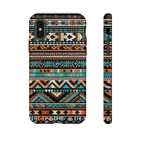 Teal and Orange Aztec Tough Cases! Cellphone Cases! Multiple Sizes Available! Apple iPhone, Samsung Galaxy, and Google Pixel devices!