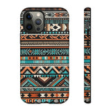 Teal and Orange Aztec Tough Cases! Cellphone Cases! Multiple Sizes Available! Apple iPhone, Samsung Galaxy, and Google Pixel devices!