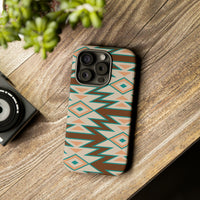 Teal and Brown Aztec Tough Cases! Cellphone Cases! Multiple Sizes Available! Apple iPhone, Samsung Galaxy, and Google Pixel devices!