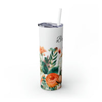 Custom Name Personalized Botanical Garden Tumblers Skinny Tumbler with Straw, 20oz! Multiple Colors Available!